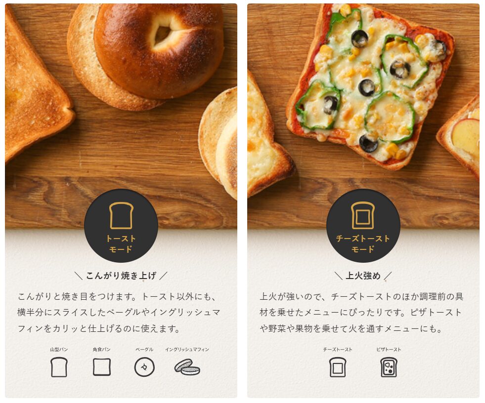 トースト、チーズトーストモード