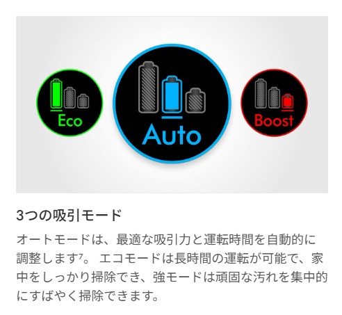 ダイソン 3つの吸引モード